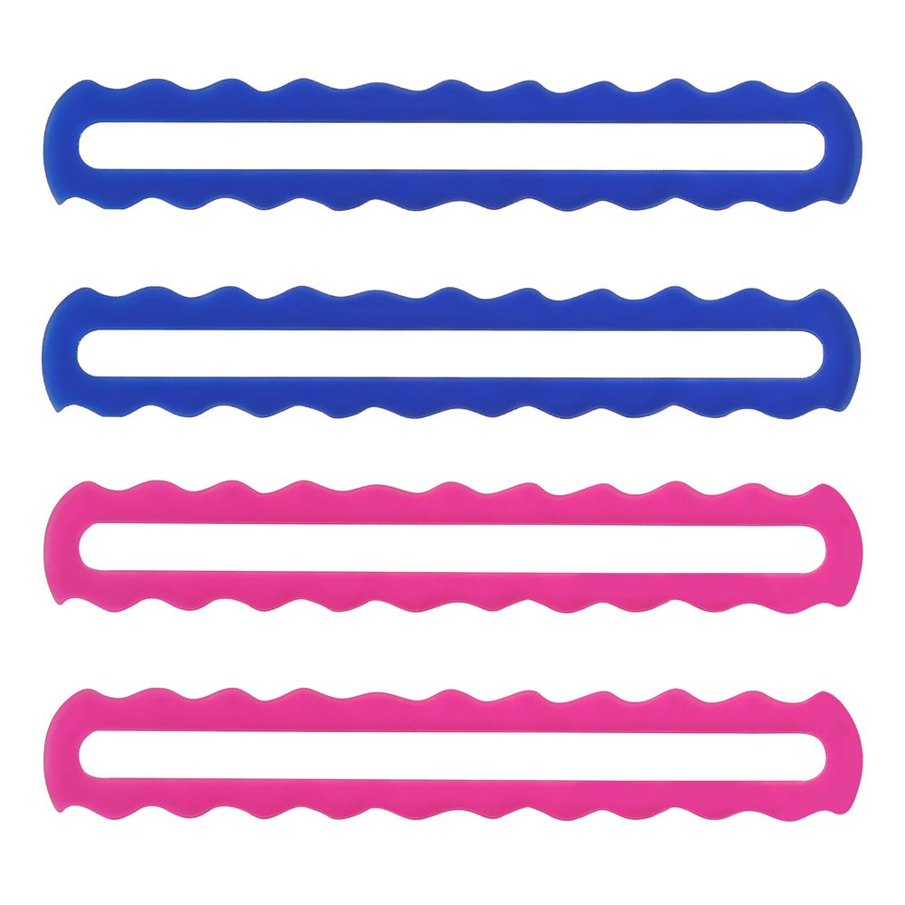 4pcs Mahjong Rule Finder, Bright Acrylic Scalloped Line Reader and Card Guide Mahjong Rules Helper Accessories for Beginner Players (Pink, Blue)