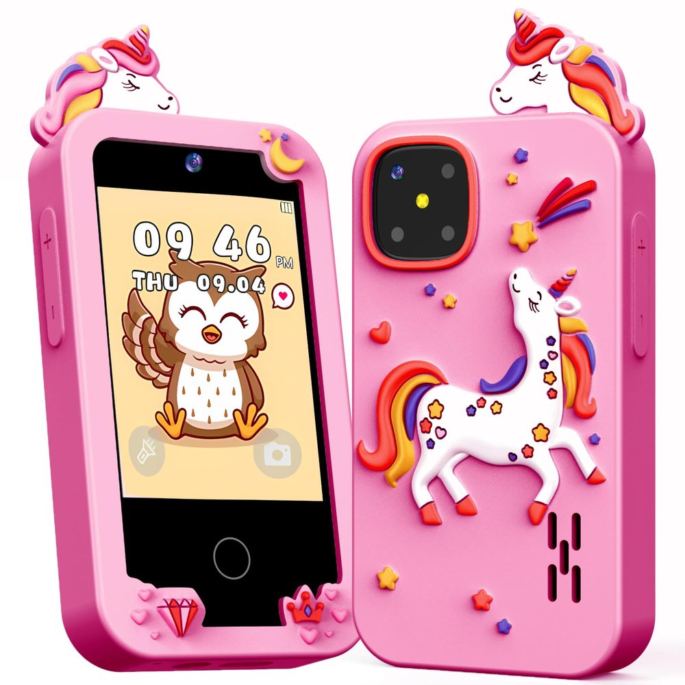 Kids Smart Phone, Christmas Birthday Gifts for Girls Age 3-9, Touchscreen Kids Cell Phone with Dual Camera, 8G Card, Music Player, Games