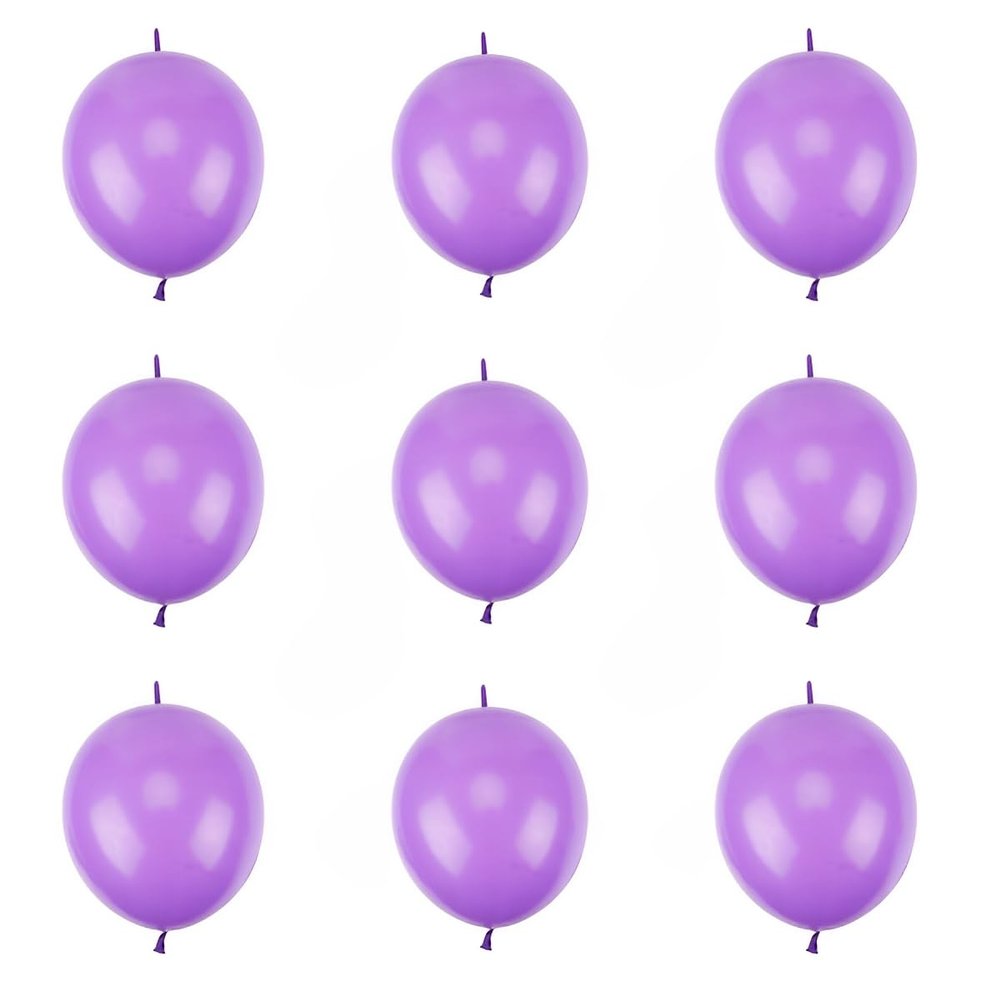 100 Pcs Link Balloon Linking Balloon 6 Inch Quick Link Latex Balloonfor Wedding, Birthday, Bridal Shower, Halloween, Christmas, Party Festival Decorations (Purple-6in)