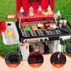 DRAMATION Kids Play Kitchen Toys, Kids BBQ Grill Playset with Smoke, Sound and Light, 2-Layer Toy Grill Cart, Outdoor Play Kitchen Toys, Toddler Cooking Set for 1-3 3-5, Gift for Boys Girls Aged 3 4 5 view 3