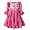 fioukiay Little Girls Renaissance Faire Outfit 8 Rose Red 9 Year Girls Medieval Victorian Dress with Floral Elastic Waist view 1