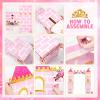 WERNNSAI 11 PCS Princess Party Decorations - Pink Princess Cardboard Castle Playhouse Royal Castle Cardboard House with Arch Magical World Supplies for Kids Girls Birthday Baby Shower 52.7" x 58.2" view 3