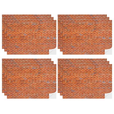 12 Pcs Dollhouse Wallpaper Miniature Dollhouse Accessories Peel and Stick Self Adhesive Miniature Wallpaper Flooring for DIY Doll House Mini Room Decoration Craft Projects 8.3" x 11.7" (Red Brick)