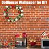 12 Pcs Dollhouse Wallpaper Miniature Dollhouse Accessories Peel and Stick Self Adhesive Miniature Wallpaper Flooring for DIY Doll House Mini Room Decoration Craft Projects 8.3" x 11.7" (Red Brick) view 4