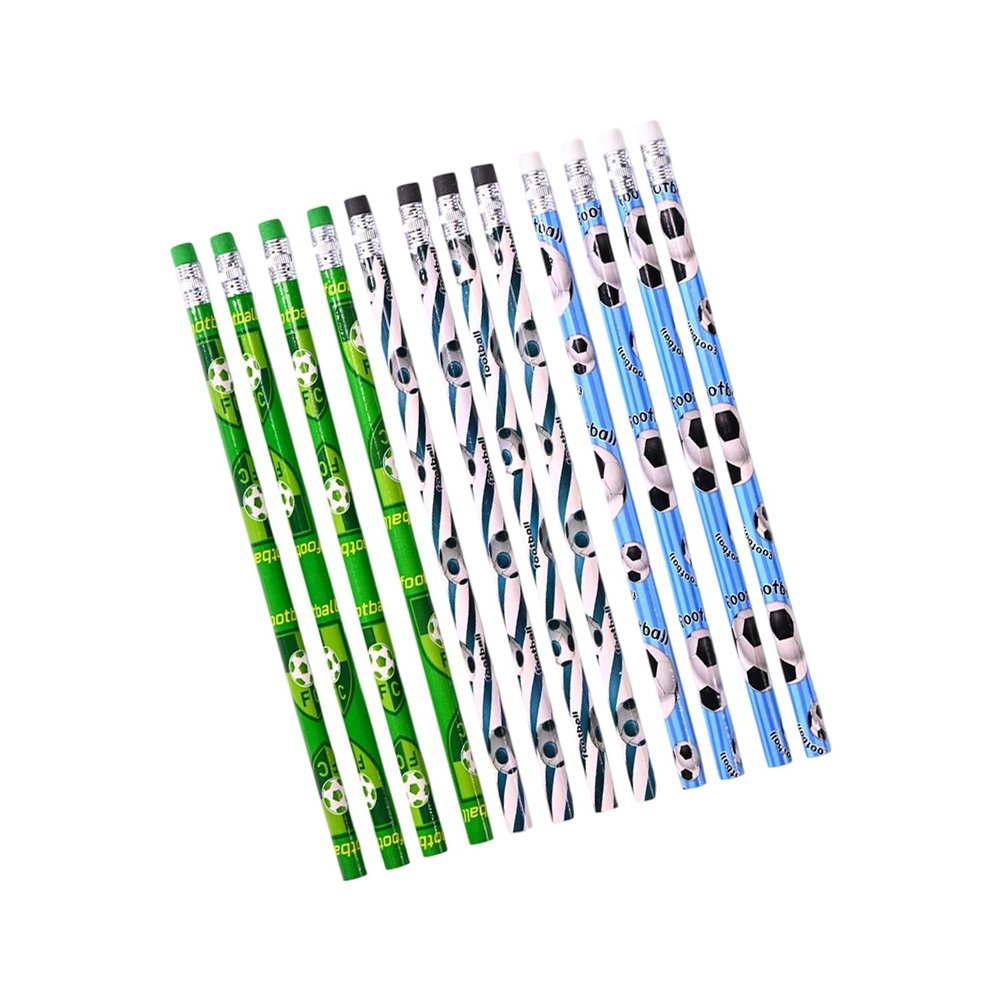 12 Pcs Football Themed Pencils With Eraser For Kids, Drawing Pencils, Writing School Supplies Sports Themed Party Favor Birthday For Students