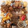 104pcs Western Cowboy Balloon Garland Arch Kit with Foil Horse, Boots & Brown Star, 18/12/10/5 Inch Coffee Nude Caramel Cow Print Latex for Boy Baby Shower, My First Rodeo Birthday Party view 1