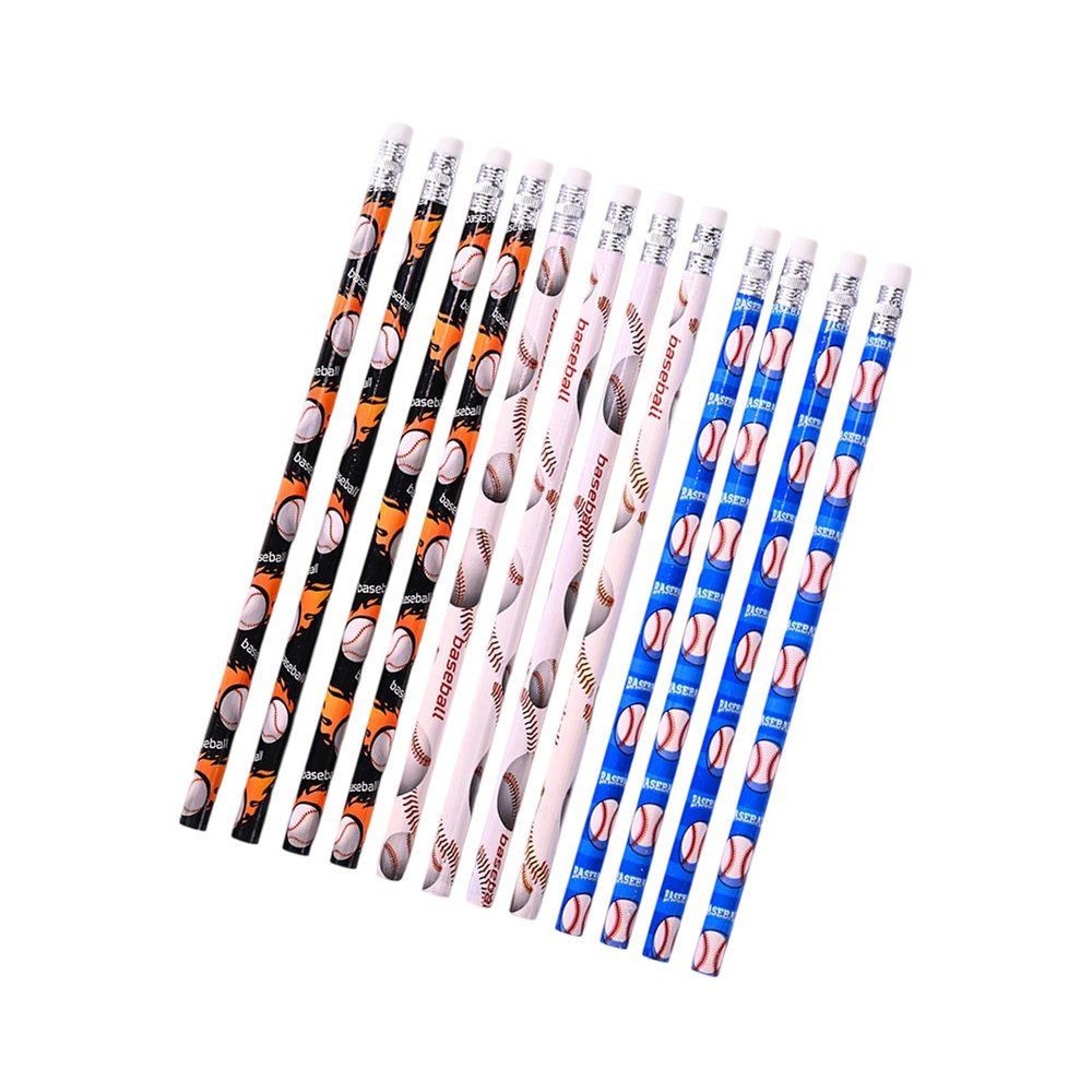 12 Pcs Football Themed Pencils With Eraser For Kids, Drawing Pencils, Writing School Supplies Sports Themed Party Favor Birthday For Students