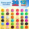 Air Dry Clay 48Pcs - 36 Colors Modeling Clays Kit with 12Pcs Dough Tools, Dough Accessories Includes Basic Dough Tools and DIY Molding Magic Clay for Boys,Girls,Kids Ages 4-8 view 3