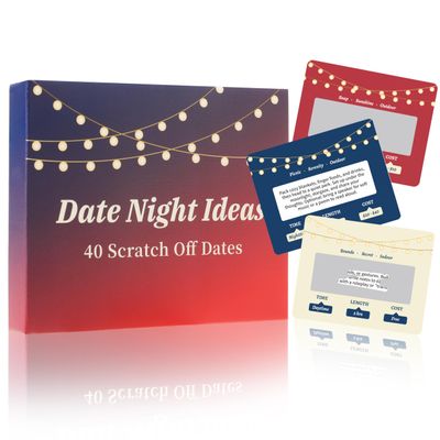 40 Romantic & Fun Scratch Off Date Night Ideas Card, Perfect Couple Gifts for Boyfriend, Girlfriend, Wife, Husband, Engagement, Birthday or Anniversaries,Valentine's Gift for Men and Women