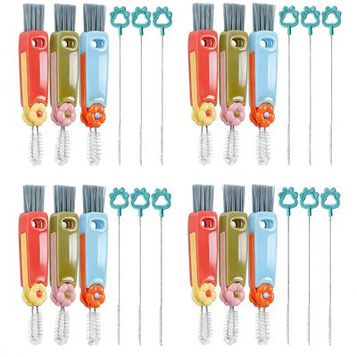 24pc 4 in 1 Cup Lid Gap Cleaning Brush Set with Straw Cleaner Brush, Multifunctional Bottle Cleaning Brush,Cup Lid Gap Cleaner,Home Kitchen Crevice Brush Tools for Water Cup,Thermos Cup,Pacifier