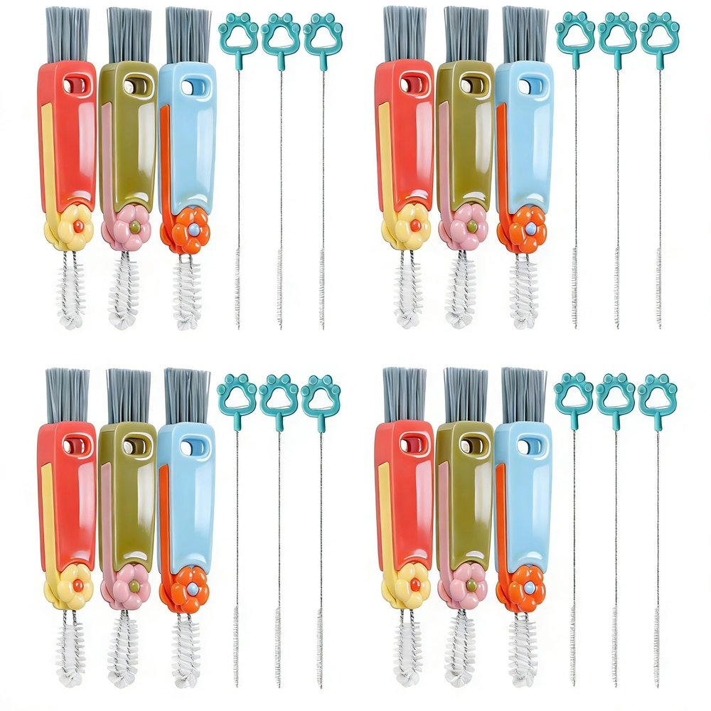 24pc 4 in 1 Cup Lid Gap Cleaning Brush Set with Straw Cleaner Brush, Multifunctional Bottle Cleaning Brush,Cup Lid Gap Cleaner,Home Kitchen Crevice Brush Tools for Water Cup,Thermos Cup,Pacifier