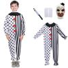 4PCS Kids Scary Clown Costumes, Killer Clown Jumpsuit Outfits with Mask Knife Gloves Halloween Props (Jumpsuit, Large) view 1