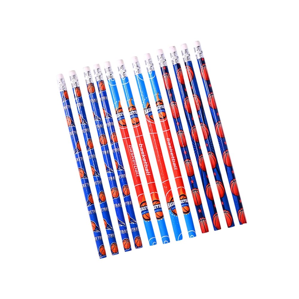 12 Pcs Football Themed Pencils With Eraser For Kids, Drawing Pencils, Writing School Supplies Sports Themed Party Favor Birthday For Students