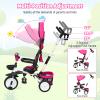 Foldable Baby Tricycle for Kids, Toddler Tricycle Stroller for 1-5 Year Old, Baby Trike with Safety Harness, Adjustable Push Handle, Storage Basket, Cup Holder, Ride a Trike view 4