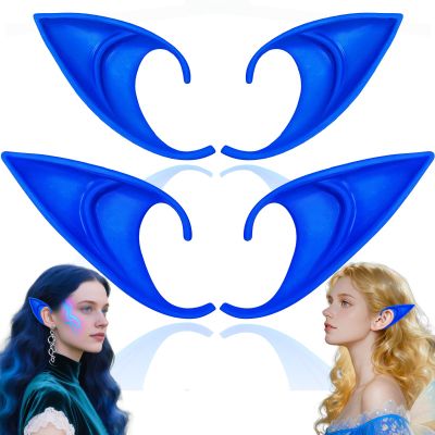 4Pcs Blue Pixie Elf Ears,Fairy Elven Ear Cosplay for Halloween Christmas Costume Accessories Party Favors Dress Up Photo Prop