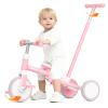KORIMEFA 5-in-1 Tricycle for Toddlers 1-3, Toddler Bike with Push Handle & Removable Pedals, Adjustable Seat Toddler Tricycle, Easy Assembly, Pink view 4
