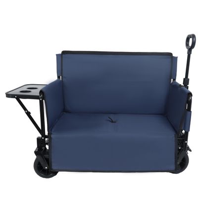 CIATRE 3-in-1 Convertible Folding Wagon Cart with Bench Seat & 180L Storage - 500lbs Heavy-Duty All-Terrain Wagon for Camping, Beach, Sports & Garden Use (Dark Blue)
