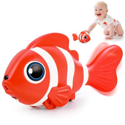 Crawling Fish Baby Toys, Novelty Tummy Time Toys for Babies 6-12 Months, Magic Swinging Fish Music Crawling Toys for Infant Toddler 12-18 Learning Crawl Walking Dancing 1st Valentines Days Gift