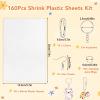 155 Pcs Shrink Plastic Sheets Kit, Including 25Pcs Shrinky Art Paper 7.9x5.7in, Chains Keychains Ear Hooks Opeaning Jump Rings DIY Crafts Keychain Making Kit Easter Basket Stuffers for Adults Aged 14+ view 2