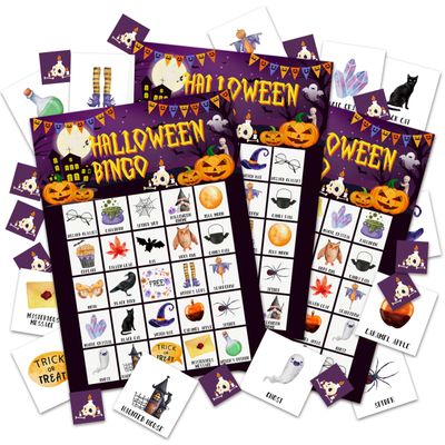 LSJEHTQ Halloween Bingo Games Cards Set, Halloween Party Games for 24 Players, Reusable Bingo Prizes for Adults Large Group, Family Activities Holiday Favors Supplies -03
