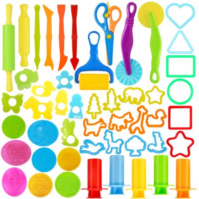 LCY WEDSHI Dough Tool Set, 49 Pcs Dough Tools Sets for Kids Ages 4-8, Dough Accessories Includes Animal Molds, Cutters Roller, Rolling Pins, Safety Scissors, Plastic Knife