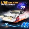 1/16 RC Drift Car for Adult with Gyro Full Proportional 4WD 50KM/h High Speed Remote Control Cars, ESP Drift Racing Vehicle with Lights 2 Rechargeable Batteries, RTR RC Sport Race Cars for Kids Gift view 2