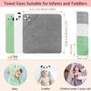 12 PCS Hooded Baby Towel Set, 32x32 Inch Absorbent Baby Bath Towels, 3 PCS Soft Hooded Towels & 9 PCS Washcloths, Ideal for Newborns, Toddlers, and Babies  Baby Bath Essentials (Green + Gray + White) view 2
