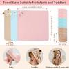 12 PCS Hooded Baby Towel Set, 32x32 Inch Absorbent Baby Bath Towels, 3 PCS Soft Hooded Towels & 9 PCS Washcloths, Ideal for Newborns, Toddlers, and Babies  Baby Bath Essentials (Pink + Brown + Blue) view 2