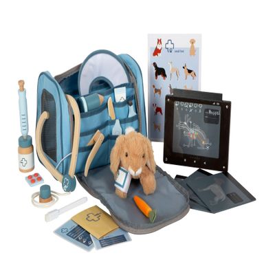 small Foot Veterinarian Bag with Rabbit, Play Set with Extensive Wooden Accessories, 24 Pieces, with Carry Bag and Plush Rabbit, for Children from 3 Years, 12737