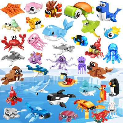 36 Pack Party Favors for KidsMini Ocean Animals Building Blocks Set Prize box toys for kids Classroom, Easter Birthday Christmas Goodie Bag Fillers, Creative STEM Building Toys for Ages 6-12
