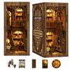 3DVASE Book Nooks for Adults, DIY Miniature Dollhouse Book Nook Kit, Model Kits Craft Kits for Adults, 3D Wooden Puzzle Book Nook Craft Bookshelf Decor, Adult Craft Kits Gift with Led Light view 1