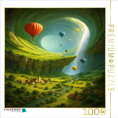 CALVENDO Puzzle The Fertile cave - hot air Balloons in a Fantasy Landscape | 1000 Pieces Size 19" x 25"