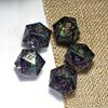 5 Pieces D20 Dice 21MM 20 sideds DND Resin Sharp Edged Resin Dice for Dungeons and Dragons, RPG, MTG Polyhedral (Black + Green) view 2