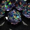 5 Pieces D20 Dice 21MM 20 sideds DND Resin Sharp Edged Resin Dice for Dungeons and Dragons, RPG, MTG Polyhedral (Black + Green) view 3