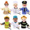 6 Pcs Role Play Hand Puppets Profession Worker Entrepreneur Plush Toys Role-Play Toy Puppets for Kids Storytelling Imaginative Pretend Play Teaching Preschool(Essential Workers) view 1