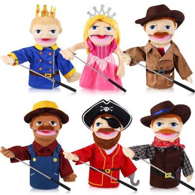 6 Pcs Role Play Hand Puppets Profession Worker Entrepreneur Plush Toys Role-Play Toy Puppets for Kids Storytelling Imaginative Pretend Play Teaching Preschool(Adventurers)