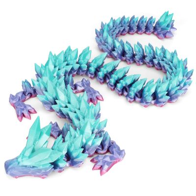 VUTIKPIX 24" Large 3D Printed Dragon Toys, 3D Printed Animals, Articulated Dragon with WingsAdults Desk Fidget ToysEaster Basket Stuffers, Home Office Decor (Rainbow Crystal Dragons)