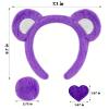 Seshfaha 4-Piece Plush Bear Costume Set  Fuzzy Ears Headband, Pom Tail & Felt Heart Patch for Dress-Up, Parties & Cosplay (Purple) view 2