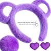 Seshfaha 4-Piece Plush Bear Costume Set  Fuzzy Ears Headband, Pom Tail & Felt Heart Patch for Dress-Up, Parties & Cosplay (Purple) view 3