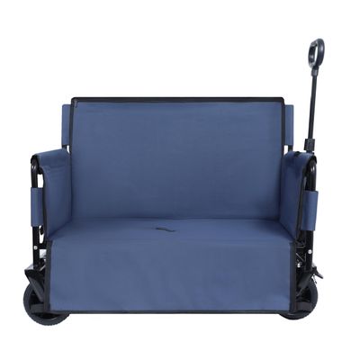 3-in-1 Folding Utility Wagon with Bench Seat, 500 lbs Capacity, 9"x4" All-Terrain Beach Tires, Perfect for Camping & Beach (Dark Blue-Scooter)