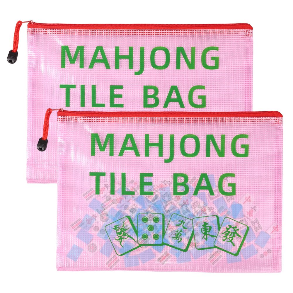 2pcs Mahjong Tile Bags, Red American Mahjong Tile Case Mah Jong Gifts Accessories Fit Players Portable Mah Jong Pouch for Leisure Time or Travel