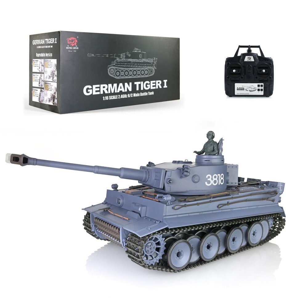 TOUCAN RC HOBBY Pro.Edition RTR 2.4Ghz Henglong 1/16 TK7.0 Plastic German Tiger I RTR RC Tank 3818 Barrel Recoil BB Airsoft Smoke Effect IR Battle with Sticter for Ages 14+