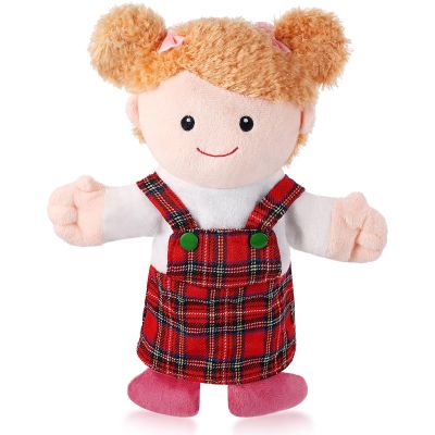 1 Pcs Family Hand Puppets 13 Inch Grandparents, Mom & Dad, Brother & Sister Plush Hand Puppet Toys Role-Play Toy Puppets for Kids Storytelling Imaginative Pretend Play Teaching Preschool(Sister A)