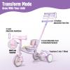 Phobby 5 in 1 Toddler Tricycle with Steering Push Handle for 1 2 3 4 Years Old, Kids Trike with Removable Pedals, First Riding Toy Birthday Gift for Girls Boys, Pink view 4