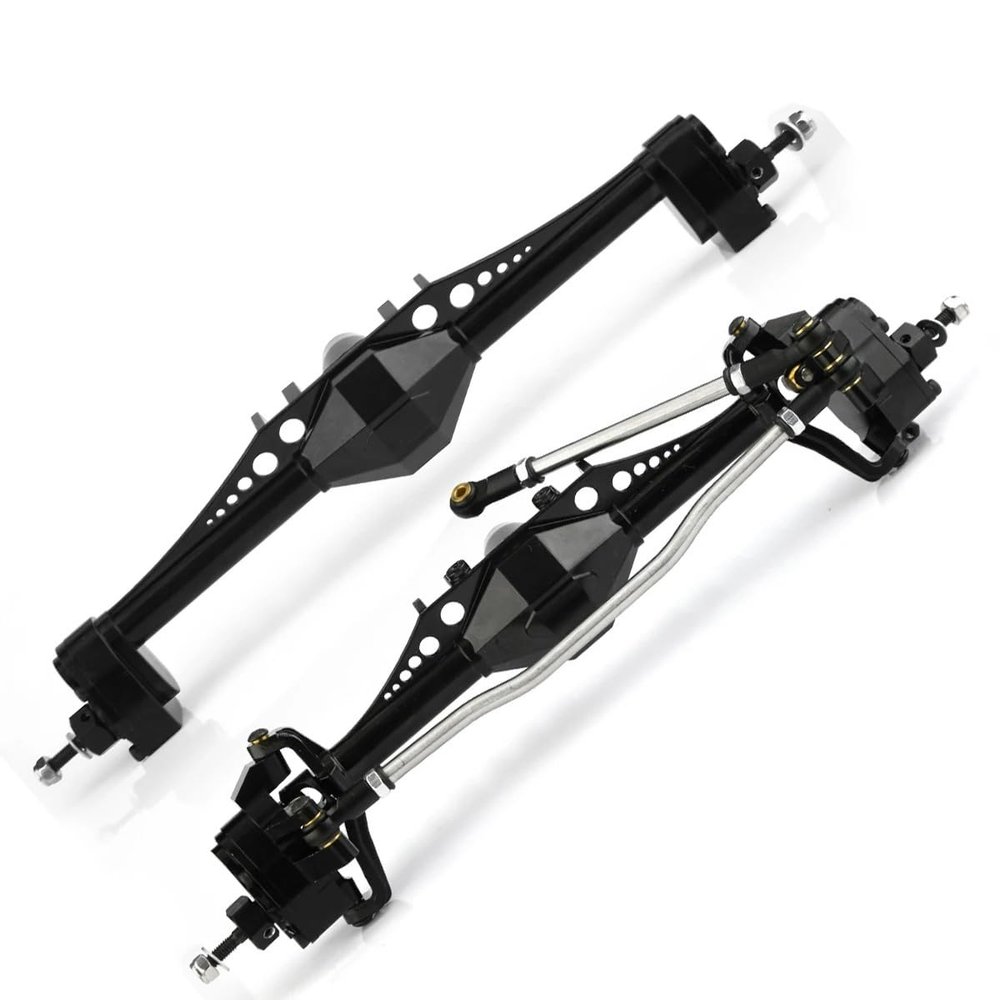 2pcs Aluminum Alloy Front & Rear Axle for 1/10 SCX10 III, Axial Capra 1.9, Unlimited Trail Buggy UTB, Currie F9 Upgrade(Black)