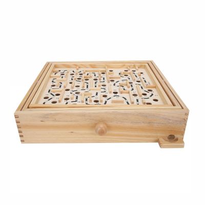 Wooden Labyrinth Marble Maze Toy,Wooden Ball Game Maze Educational Enhances CoordinationLabyrinth Puzzle Toy for Adults Kids(Brown)