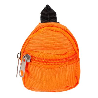 HEARTOOL Mini Zipper Backpack, Tiny Backpack Key Purse 1/6 Scale Dollhouse Model Accessory Cute Bag for Miniature House Decor Accessories (Orange)