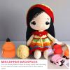 HEARTOOL Mini Zipper Backpack, Tiny Backpack Key Purse 1/6 Scale Dollhouse Model Accessory Cute Bag for Miniature House Decor Accessories (Orange) view 4