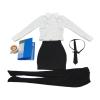 1/6 Scale Female Clothes Collectible Woman Figure Fashion Wear Workplace Stylish Doll Clothing Outfits Pantyhose White Shirt, Black White view 1