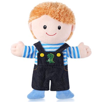 1 Pcs Family Hand Puppets 12 Inch Grandparents, Mom & Dad, Brother & Sister Plush Hand Puppet Toys Role-Play Toy Puppets for Kids Storytelling Imaginative Pretend Play Teaching Preschool(Brother A)